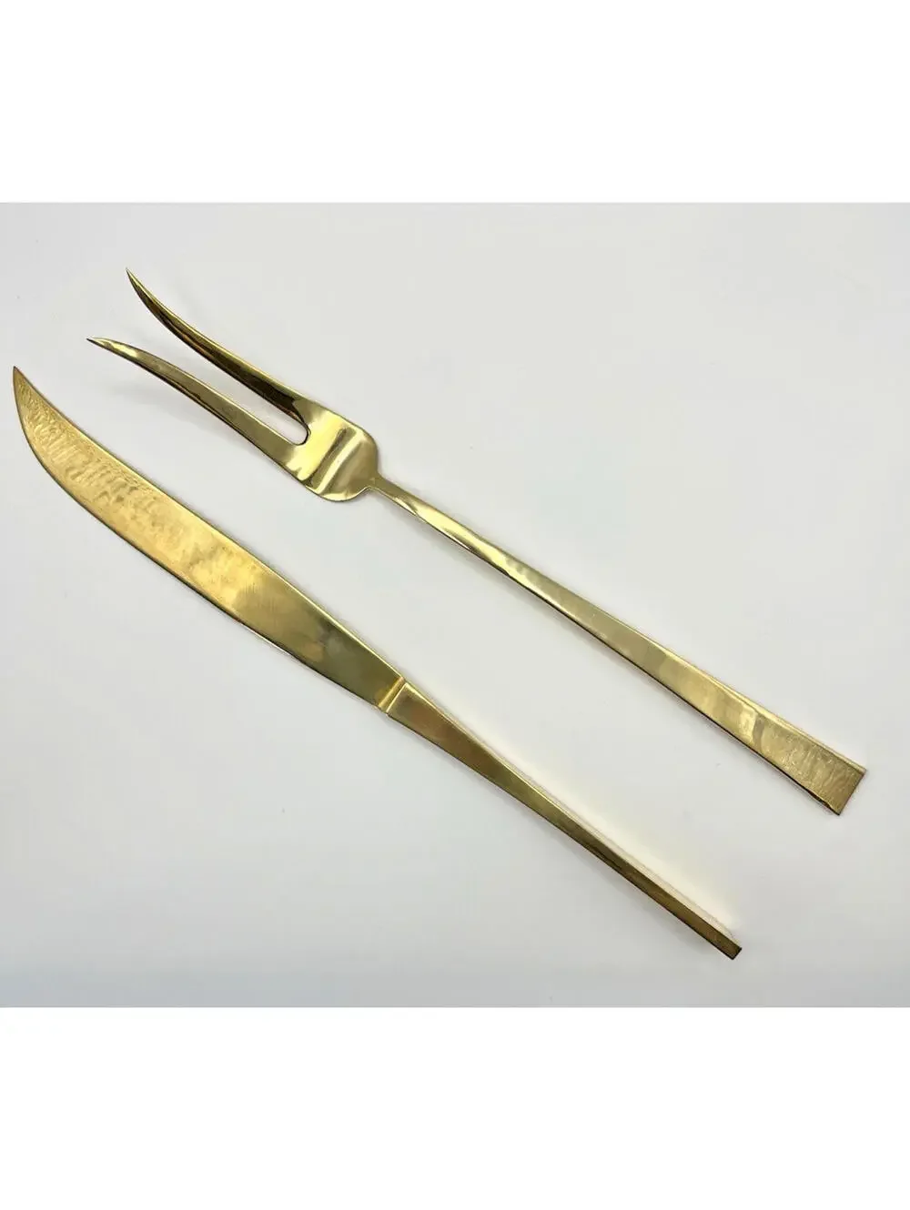 Vintage European MCM Brass Flatware Bernadotte Style Serving Fork &Knife 2830.0